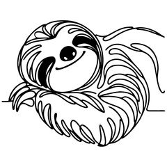 Fototapeta premium Sloth Line Art.