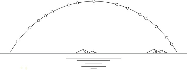 Swing Silhouettes Vintage Illustration on Beach and Park with Rope and Sky Pattern