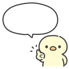 人差し指を立てて話すひよこの手書きイラスト 吹き出し付き © Nitomaru