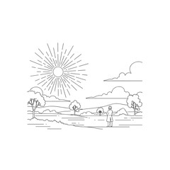 Birds on tree hand drawn vector illustration vintage sketch design pattern texture frame element