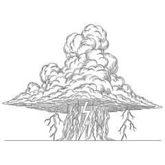 Tree in the Wind Hand Drawn Sketch Vector Illustration Nature Art Design