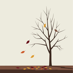 Autumn tree vector illustration with colorful leaves and natural seasonal design