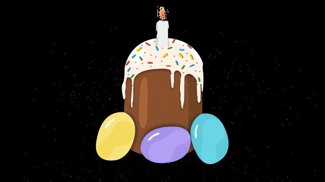 Easter eggs and cake animation with alpha channel
