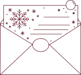 Open Envelope With Snowflake Letter And Snowflakes Winter Holiday Greeting Card