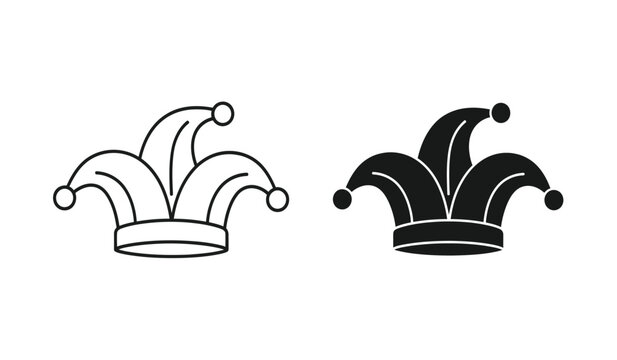Two jester hats in black and white on a pure