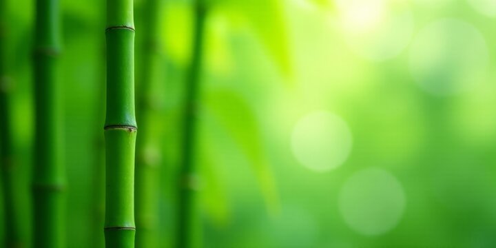 Serene Bamboo Grove Lush Green Stalks in Soft Sunlight, Nature's Tranquil Embrace