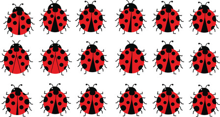 Red and black ladybug collection illustration featuring cute cartoon beetles with polka dots isolated vector set design © Md