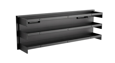 Black Metal Magnetic Spice Rack Wall-Mounted on Transparent Background