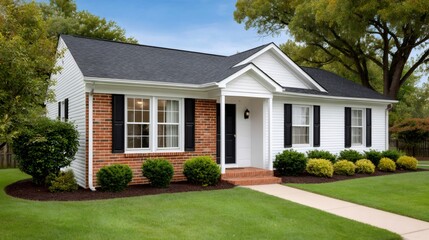 Fototapeta premium Residential house exterior with brick and siding