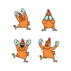 Cartoon chickens dancing and celebrating with joy and energy © Samson