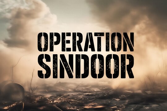 Military operation text with dramatic warzone background