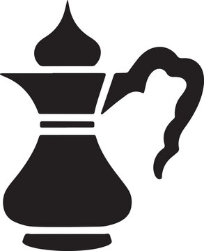 Arabic coffee pot or dalla vector illustration. traditional middle eastern hot beverage container symbol