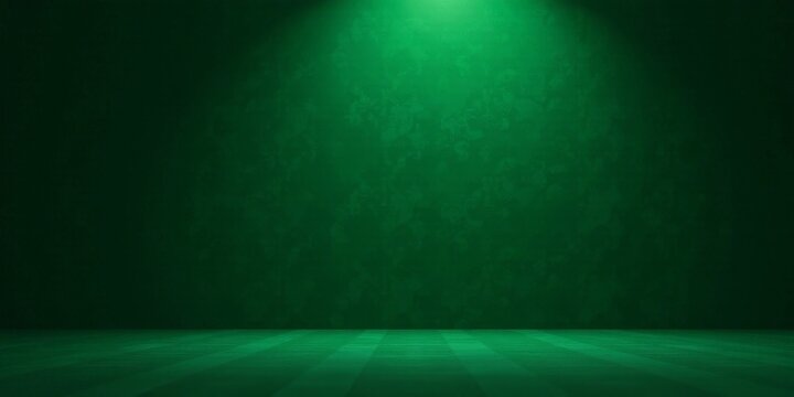 Dark Green Room with Subtle Textured Wall and Striped Floor Illuminated by a Single Light Source
