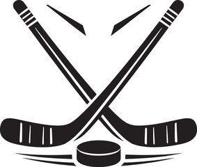 Minimal Ice Hockey Sticks and Puck Icon Illustration