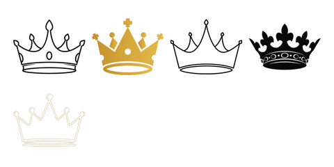 Collection of five distinctive crowns in various colors and styles