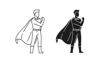 Two superheroes in dynamic poses with capes flowing behind them © rsvect02