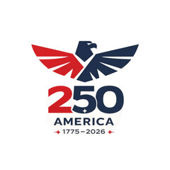 USA independence day 250 years jubilee anniversary logo. Isolated on transparent background