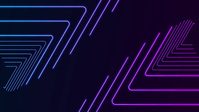 Blue and ultraviolet neon laser triangles, abstract geometric background. Futuristic motion design. Seamless loop. Video animation Ultra HD 4K 3840x2160