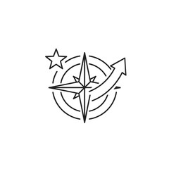 Obraz premium Compass Star Arrow Direction Navigation Concept Icon.