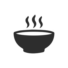 A Simple Black Icon Of A Steaming Hot Bowl Of Soup Or Food Vector
