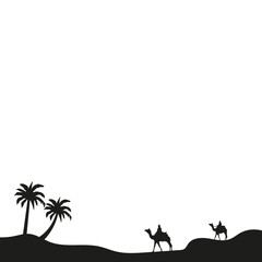 Silhouette Camel in Desert Landscape