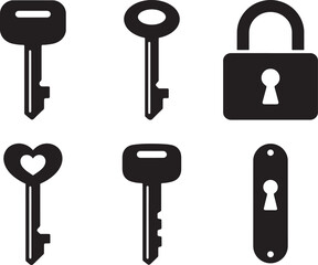 Classic Key and Lock Icon Collection Vector
