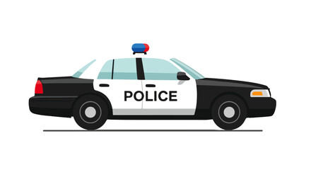 Police Car Vehicle Vector Illustration – Law Enforcement Patrol Sedan Design © Erlangga