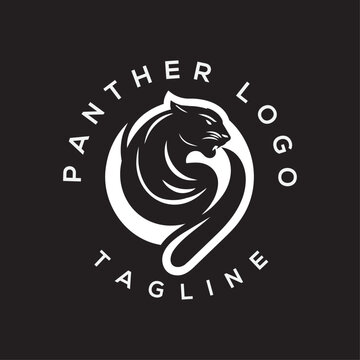 Aggressive Panther Mascot Logo with Circular Swoosh Design and Bold White Outline for Sports Teams Fitness Brands and Dynamic Business Branding