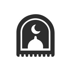 Obraz premium Islamic Prayer Rug Icon with Mosque Dome and Crescent Moon Symbol