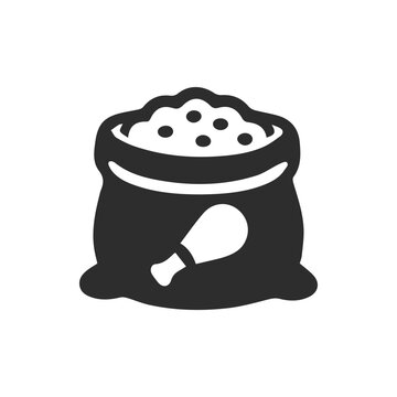 Monochrome Icon of a Sack of Chicken Flavored Pet Food for Animals