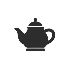 Obraz premium Classic Black Teapot Silhouette Icon Isolated on White Background