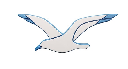 Obraz premium Stylized White and Blue Seagull Logo