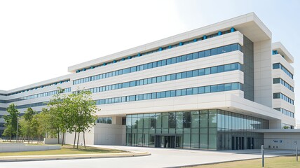 Obraz premium Sleek Modern Hospital Building with Clean Architecture and Glass Facade Photo