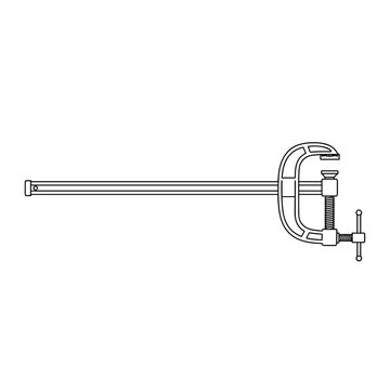 Industrial bar clamp vector illustration, heavy duty metal woodworking tool icon, adjustable steel f-clamp for carpentry and construction projects