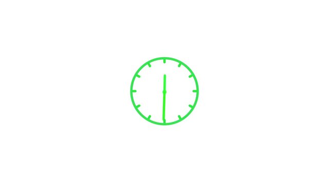 clock icon animation on black background. analog clock timer circle animated. 12 Hours Clock. Clock icon vector animation with clock face