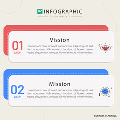 Business infographic template. 2 Step timeline journey. Process diagram, 2 options on white background, Infograph elements vector illustration.