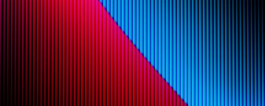 Abstract ribbed fractal glass texture effect with bright smooth fluted vertical lines of colorful gradient. Bold and dynamic design blending bright colors and geometry for modern visual art project