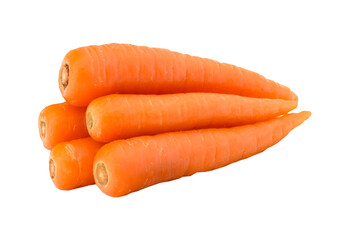 Freshly harvested carrots displayed in a natural setting with vibrant orange hue isolated on...