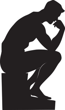 The Thinker Statue Silhouette Left View