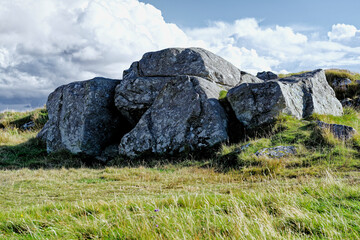 Tursachan prehistoric site at Callanish, Lewis. The focal ice retreat boulder group at the south end of the crag and tail spine. Viewed from NW © David Matthew Lyons