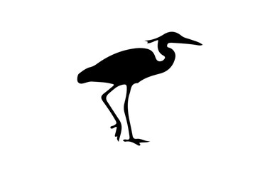Fototapeta premium Black heron bird silhouette set, crane bird and egret