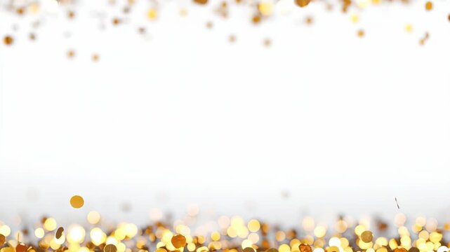 White sparkle glitter blurred background, Golden Confetti Dust. Glittering sequins wall. Creative bright vibrant color backdrop. Shiny lights wallpaper for ads, gifts wrap, web design. Blank Banner