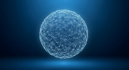 Abstract glowing network sphere on dark blue background