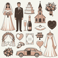 Obraz premium Wedding Clipart Collection vector