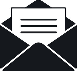 Black Open Envelope With Letter Vector Icon