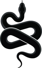 Black Snake Vector Minimalist Illustration Flat Design Isolated