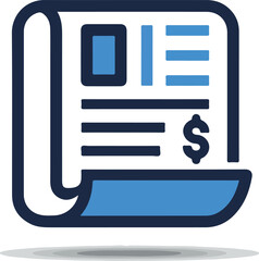 Blue Newspaper Icon With Dollar Sign Flat Design News Paper Vector