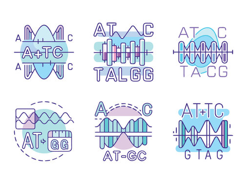 Genomic Sequence Representation with Wavy Lines and DNA Base Combinations Illustrated Artistically