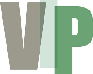 Large transparent letters spelling VIP overlap in various colors over a grey checkered background.
