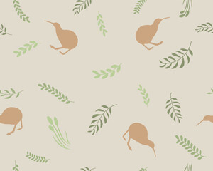 Easter Kiwi New Zealand Spring Seamless Pattern Background